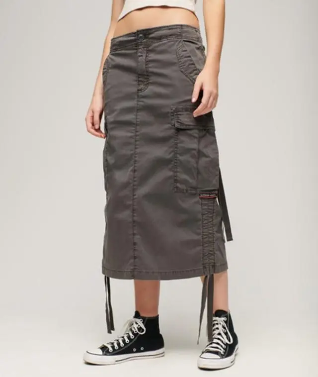 Superdry Women's Cargo Midi Skirt Grey / Asphalt Grey -