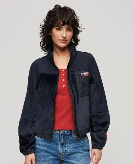 Superdry Ladies Classic Hybrid Trekker Jacket, Navy Blue, 