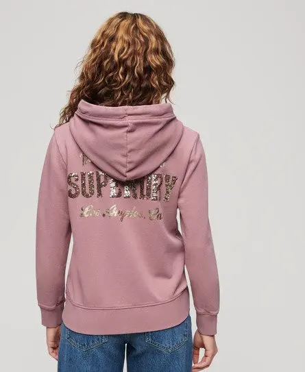 Superdry Women's Embellished Archived Zip Hoodie Purple / Nostalgia Rose Purple - 