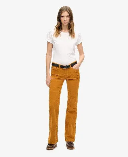 Superdry Women's Low Rise Cord Flare Jeans Brown / Pumpkin Spice Brown - 