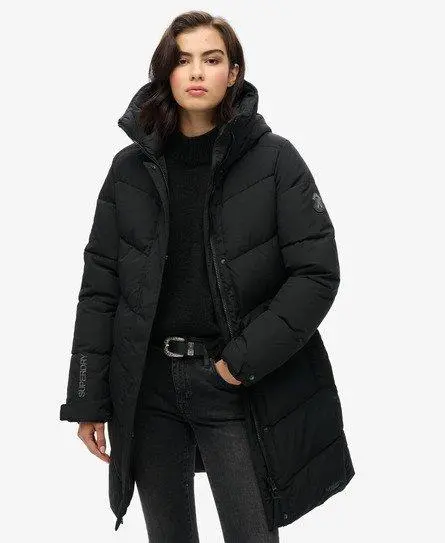 Superdry Women's City Chevron Padded Parka Coat Black - 