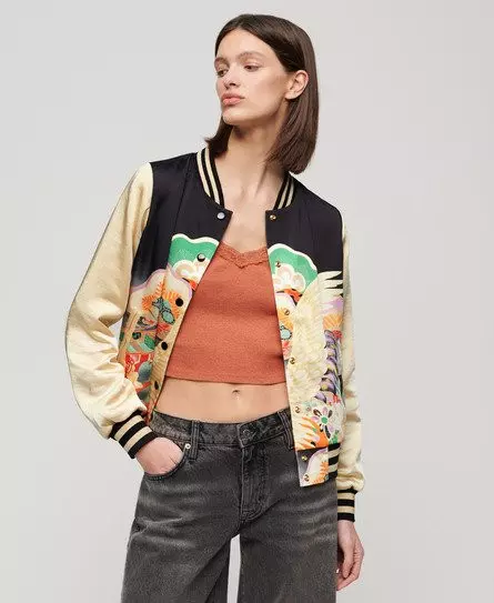 Multi coloured bomber outlet jacket womens