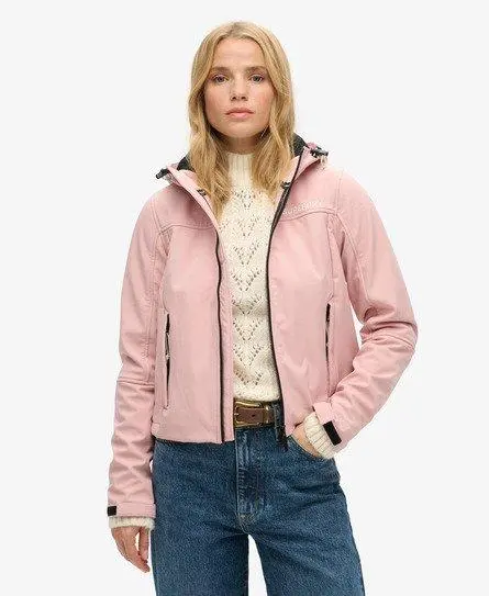 Superdry Ladies Slim Fit Hooded Soft Shell Trekker Jacket, Pink, 