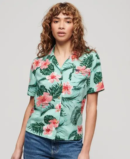 Superdry Women's Beach Resort Shirt Green / Luna Rose Mint - 