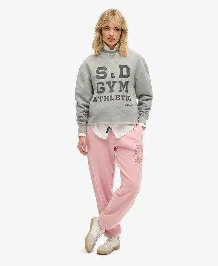 Superdry Ladies Loose Fit Graphic Print Vintage Washed Joggers, Pink, 