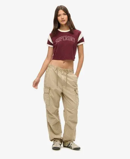 Superdry Women's Low Rise Parachute Cargo Pants Brown / Stonewash Taupe Brown - 