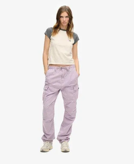 Superdry Women's Low Rise Parachute Cargo Pants Purple / Soft Lilac - 