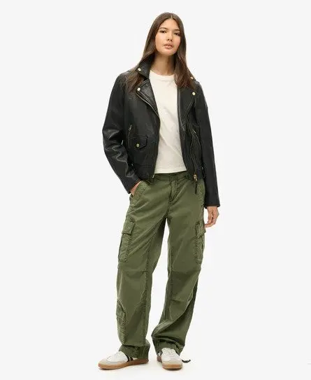 Superdry Women's Low Rise Straight Cargo Pants Green / Thyme Green - 