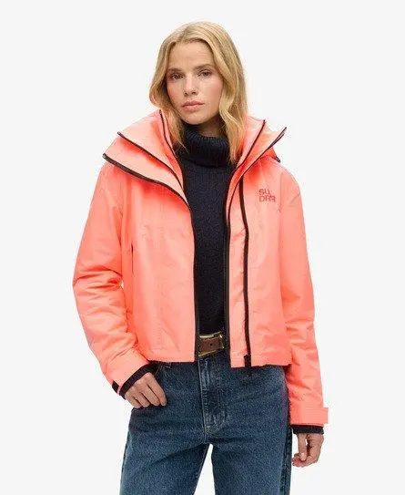 Superdry Women's Hooded Embroidered SD Windbreaker Jacket Cream / Pastelline Coral - 