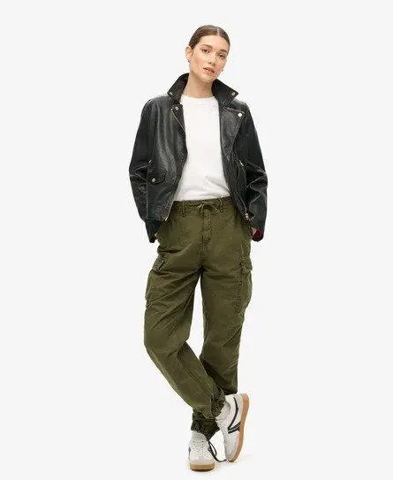 Superdry Women's Low Rise Parachute Cargo Pants Green / Olive Night Green - 