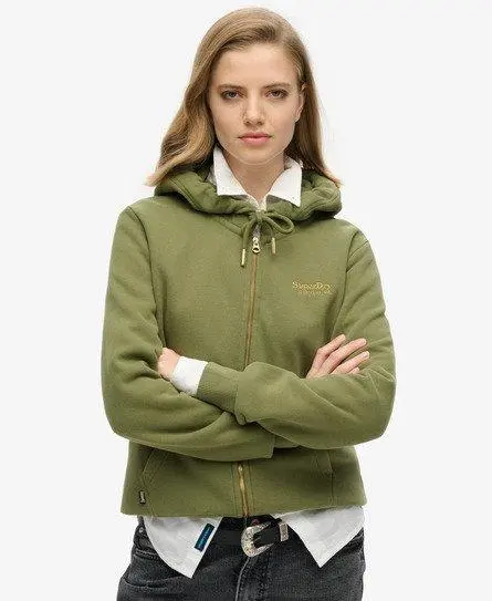 Superdry Women's Essential Logo Zip Hoodie Khaki / Olive Khaki - 