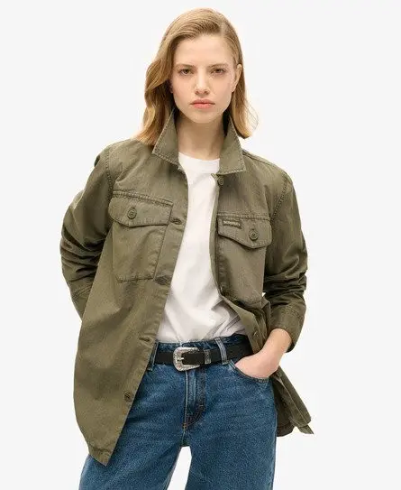 Superdry Women's Military Overshirt Green / Dusty Olive Green - 