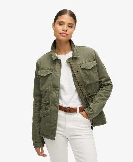 Superdry Women's Military M65 Lined Jacket Khaki / Washed Khaki - 