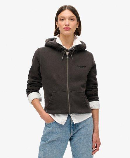 Superdry Women's Essential Logo Zip Hoodie Black / Bison Black - 