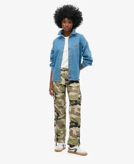 Superdry Women's Low Rise Straight Cargo Pants Khaki / Jacket Camo - 