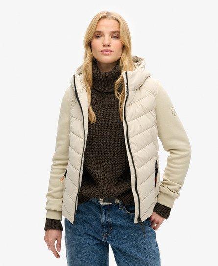 Superdry Women's Hooded Storm Hybrid Padded Jacket Beige / Pelican Beige - 