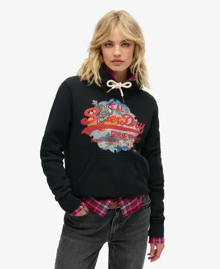 Superdry Women's Tokyo Vintage Logo Graphic Hoodie Black - 