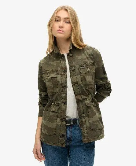 Superdry Women's Embroidered Military Field Jacket Khaki / Sun Bleached Camo - 