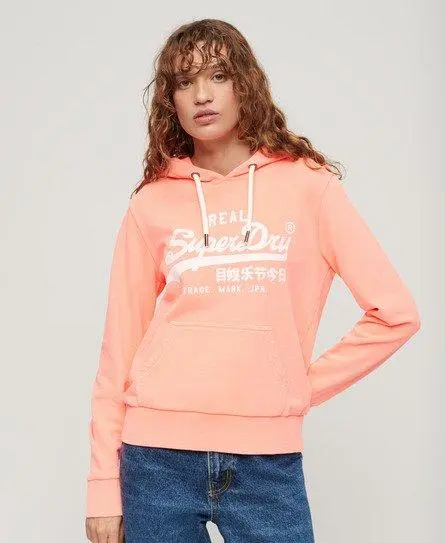 Superdry Women's Neon Graphic Hoodie Cream / Pastelline Coral - 