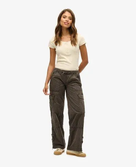 Superdry Women's Vintage Low Rise Elastic Cargo Pants Dark Grey - 