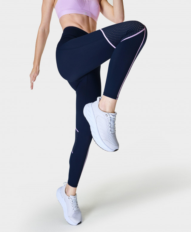 Pockets For Women - Sweaty Betty Zero Gravity Statement 7/8 Run Leggings,  Blue, Women's