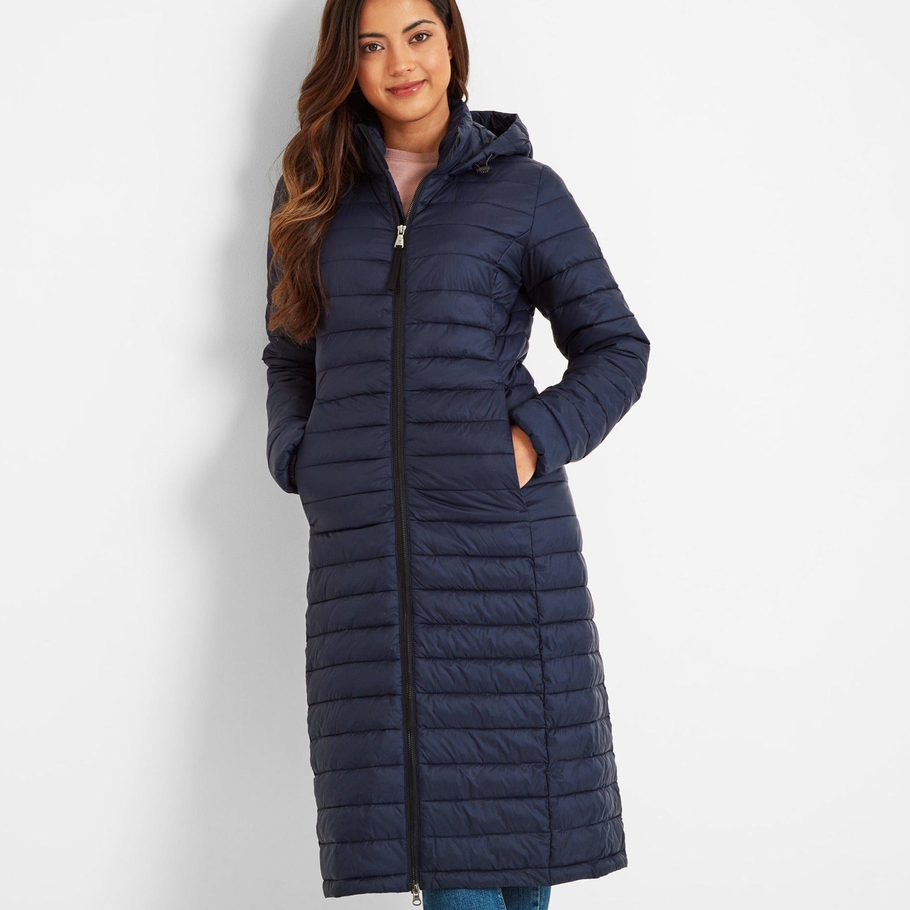 Oldstead Womens Extra Long Insulated Jacket - Dark Indigo