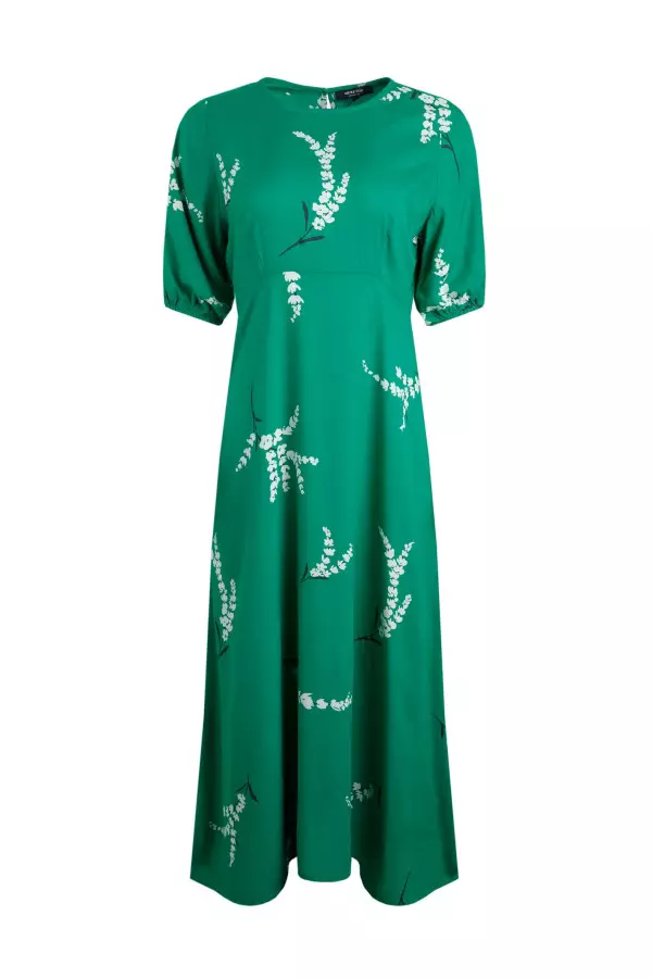 Weird Fish Everly LivaEco™ Printed Viscose Dress Evergreen