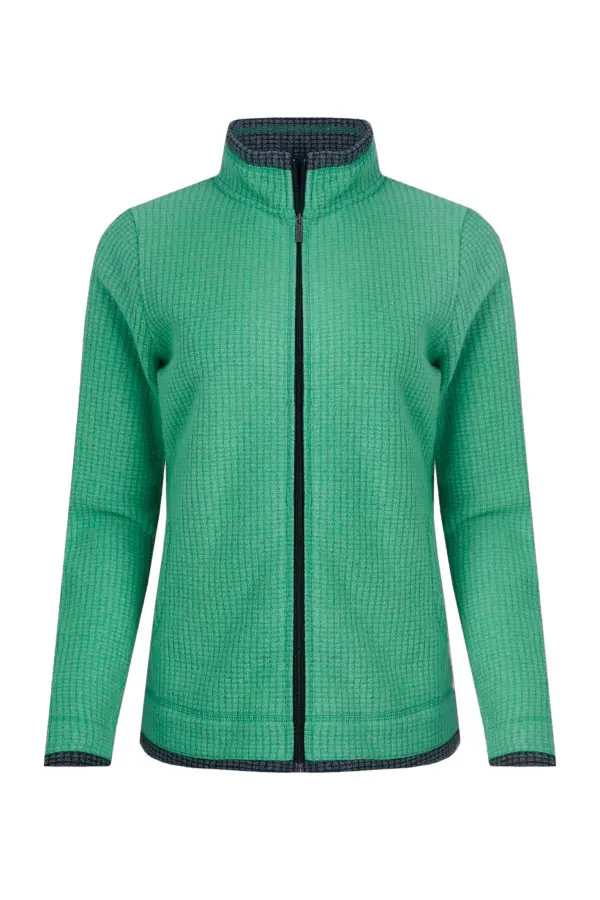 Weird Fish Ariana Eco Full Zip Grid Fleece Grass Green