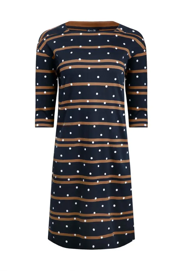 Weird Fish Amria Organic Cotton Square Neck Jersey Dress Navy