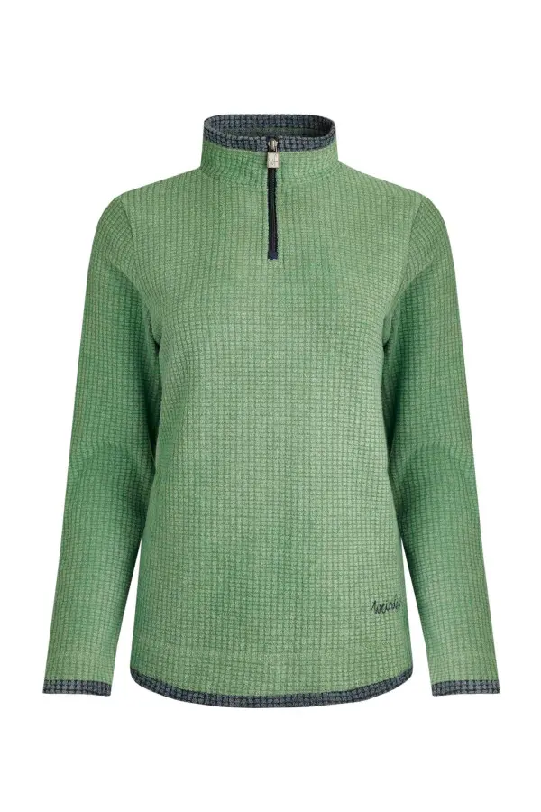 Weird Fish Beye Eco 1/4 Zip Grid Fleece Green