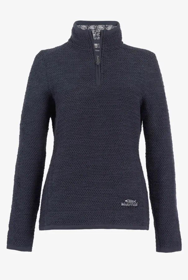 Weird Fish Aria 1/4 Zip Eco Macaroni Sweatshirt Navy