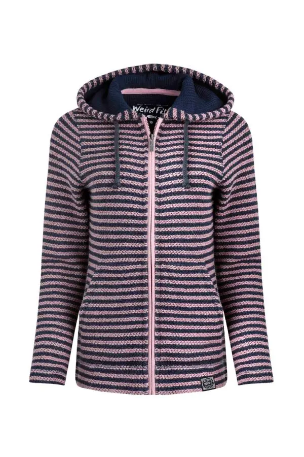 Weird Fish Fisher Full Zip Stripe Eco Macaroni Hoodie Heather