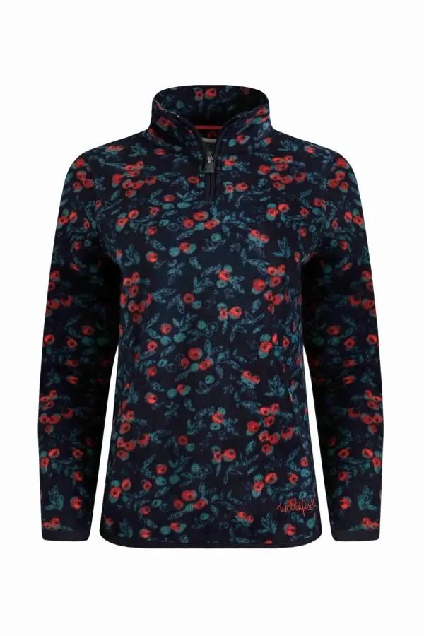 Weird Fish Reena 1/4 Zip Printed Micro Fleece Midnight