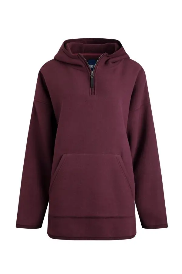 Weird Fish Laura Eco Polar Popover Hoodie Mulled Wine