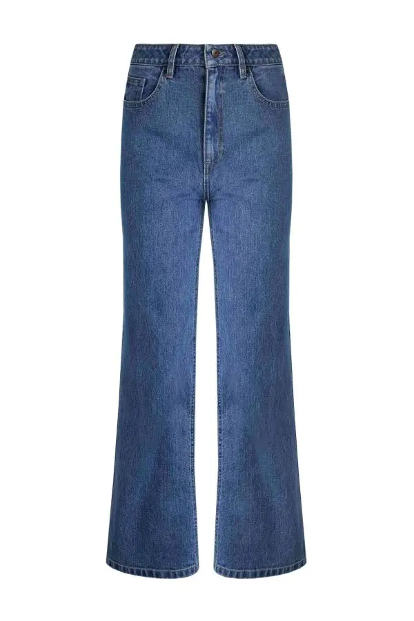 Weird Fish Corine Wide Leg Denim Jeans Denim