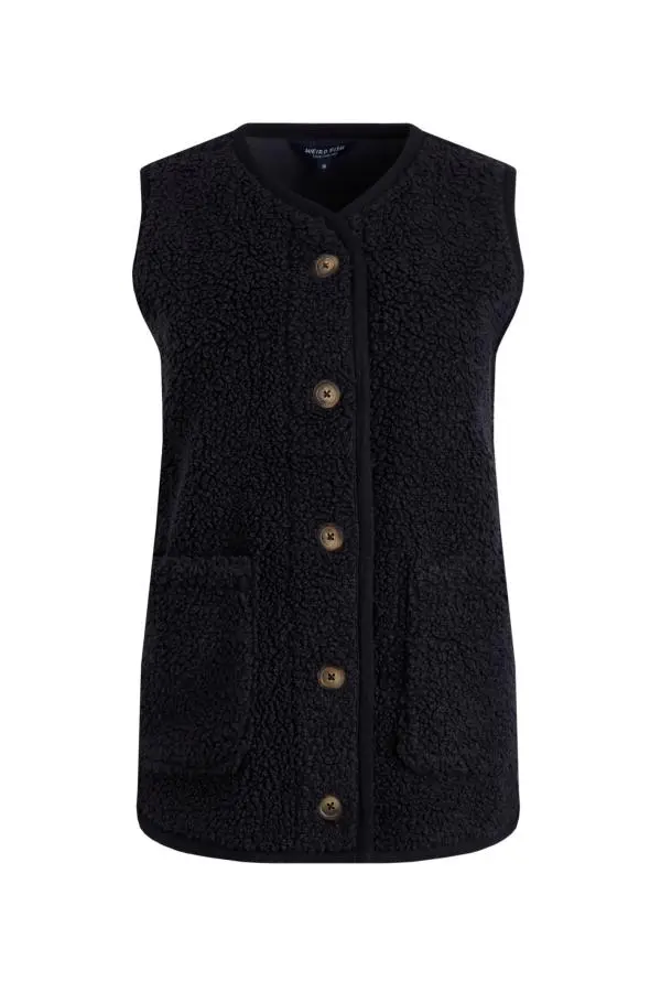 Weird Fish Emille Fleece Waistcoat  Navy