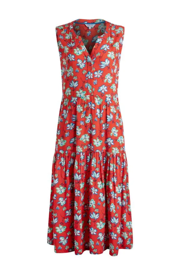 Weird Fish Mala Lenzing EcoVeroâ„¢ Printed Sleeveless Dress Red