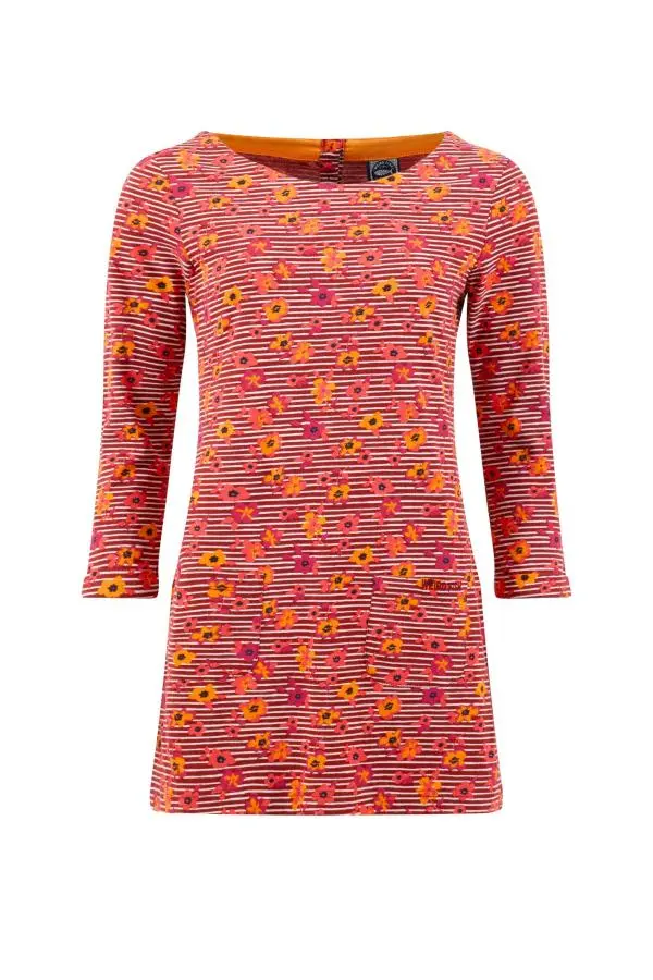 Weird Fish Charlotte Organic Cotton Printed Jersey Tunic Rust