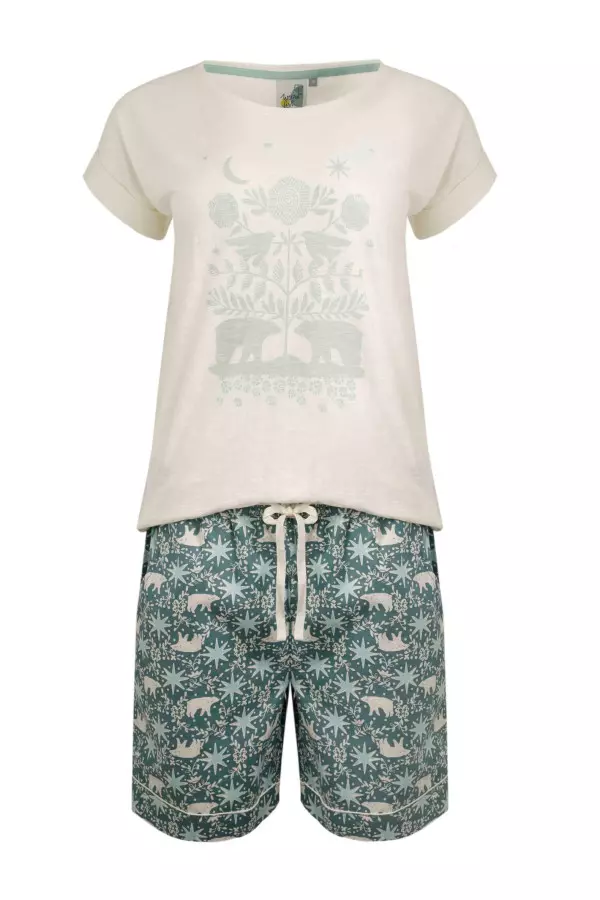 Weird Fish Winnie Woven Loungewear Short Set Ivy