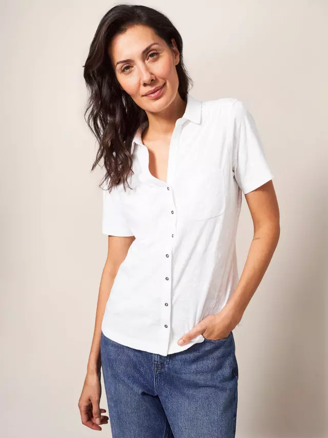 White Stuff Penny Pocket Embroidered Jersey Shirt