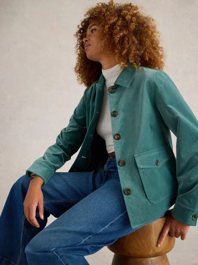 White Stuff Amelia Velvet Jacket In Green