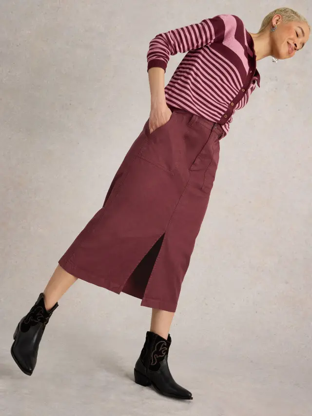 White Stuff Maren Midi Skirt In Purple