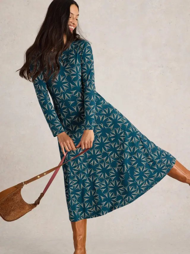 White Stuff Madeline Jersey Midi Dress In Teal