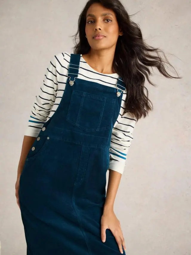 White Stuff Emmie Organic Cord Pinafore In Teal