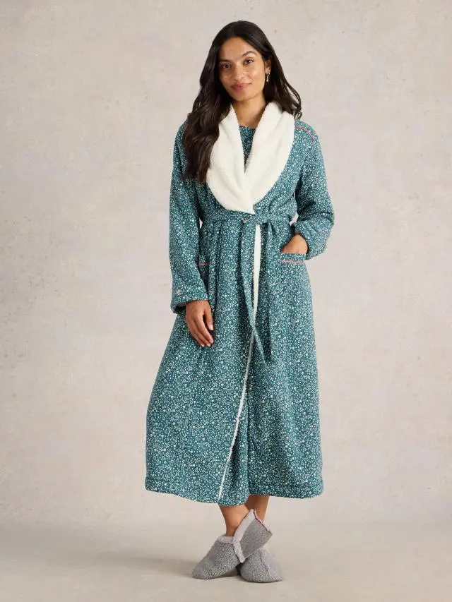 White Stuff Ava Lined Dressing Gown In Teal