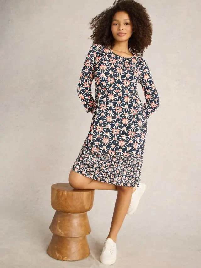 White Stuff Tallie Short Sleeve Jersey Dress In Navy