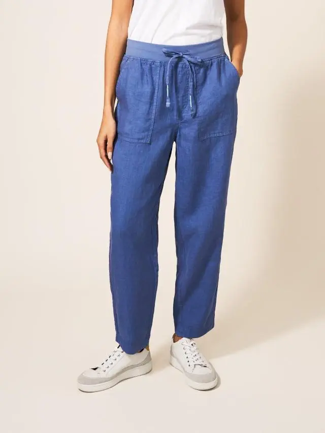 White Stuff Effie Linen Trouser In Blue