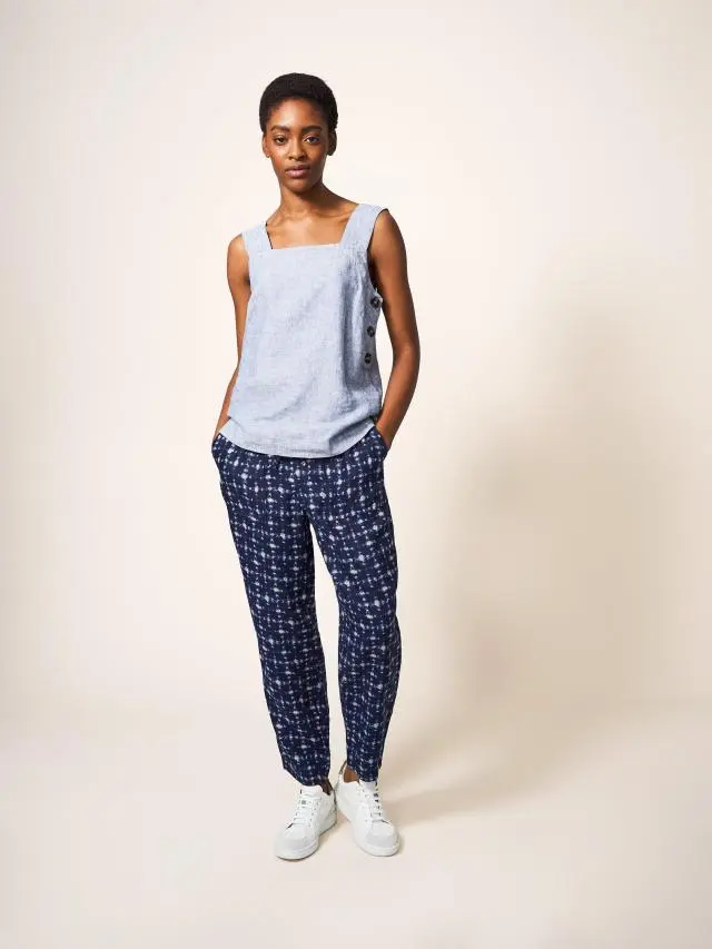 White Stuff Effie Linen Trouser In Navy