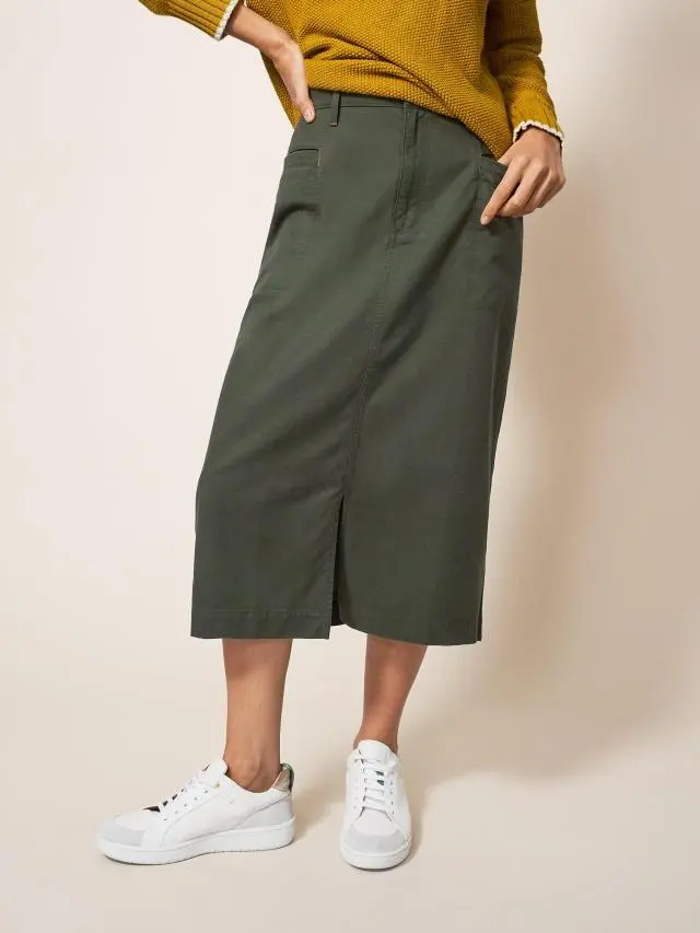 White Stuff Penny Midi Skirt In Green