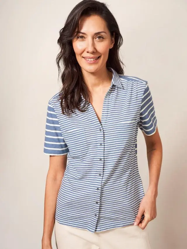 White Stuff Penny Pocket Stripe Shirt In Navy